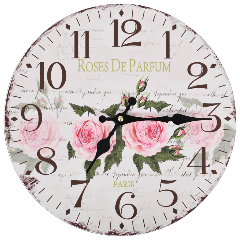 Wandklok vintage stijl 30 cm bloemen is nu te koop bij PeponiXL, paradijselijk wonen!