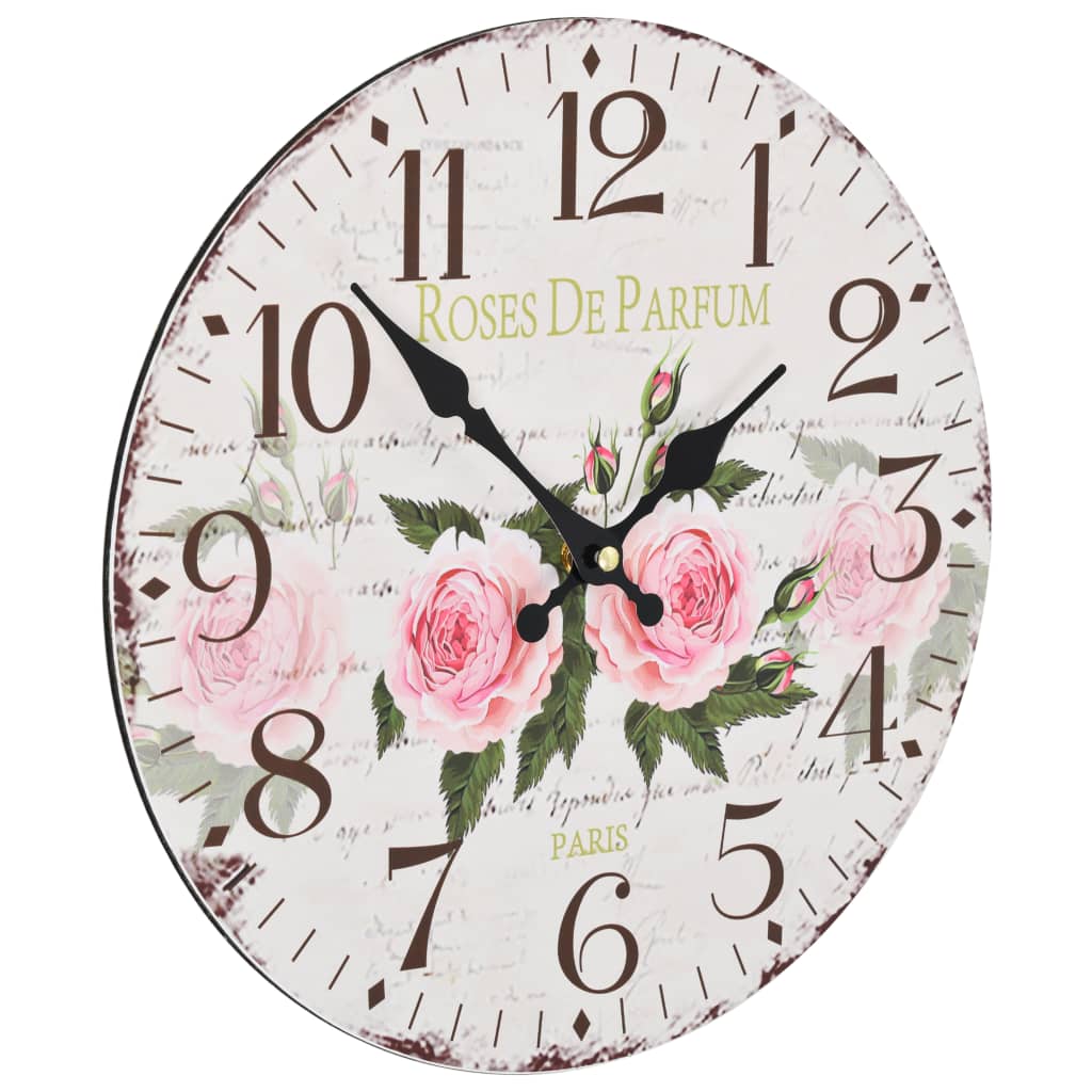 Wandklok vintage stijl 30 cm bloemen is nu te koop bij PeponiXL, paradijselijk wonen!