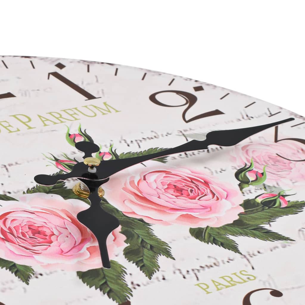Wandklok vintage stijl 30 cm bloemen is nu te koop bij PeponiXL, paradijselijk wonen!