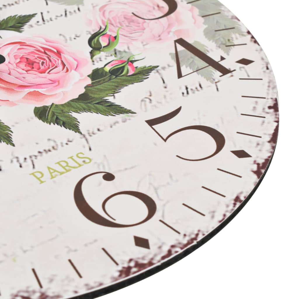 Wandklok vintage stijl 30 cm bloemen is nu te koop bij PeponiXL, paradijselijk wonen!