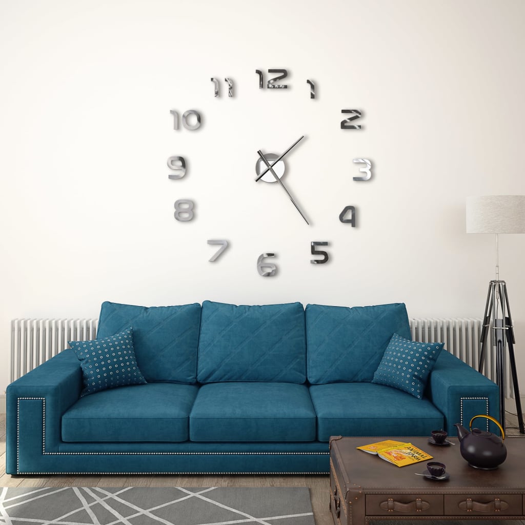 3D-wandklok 100 cm XXL modern zilverkleurig is nu te koop bij PeponiXL, paradijselijk wonen!