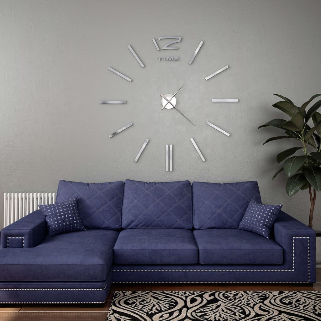 3D-wandklok 100 cm XXL modern zilverkleurig is nu te koop bij PeponiXL, paradijselijk wonen!