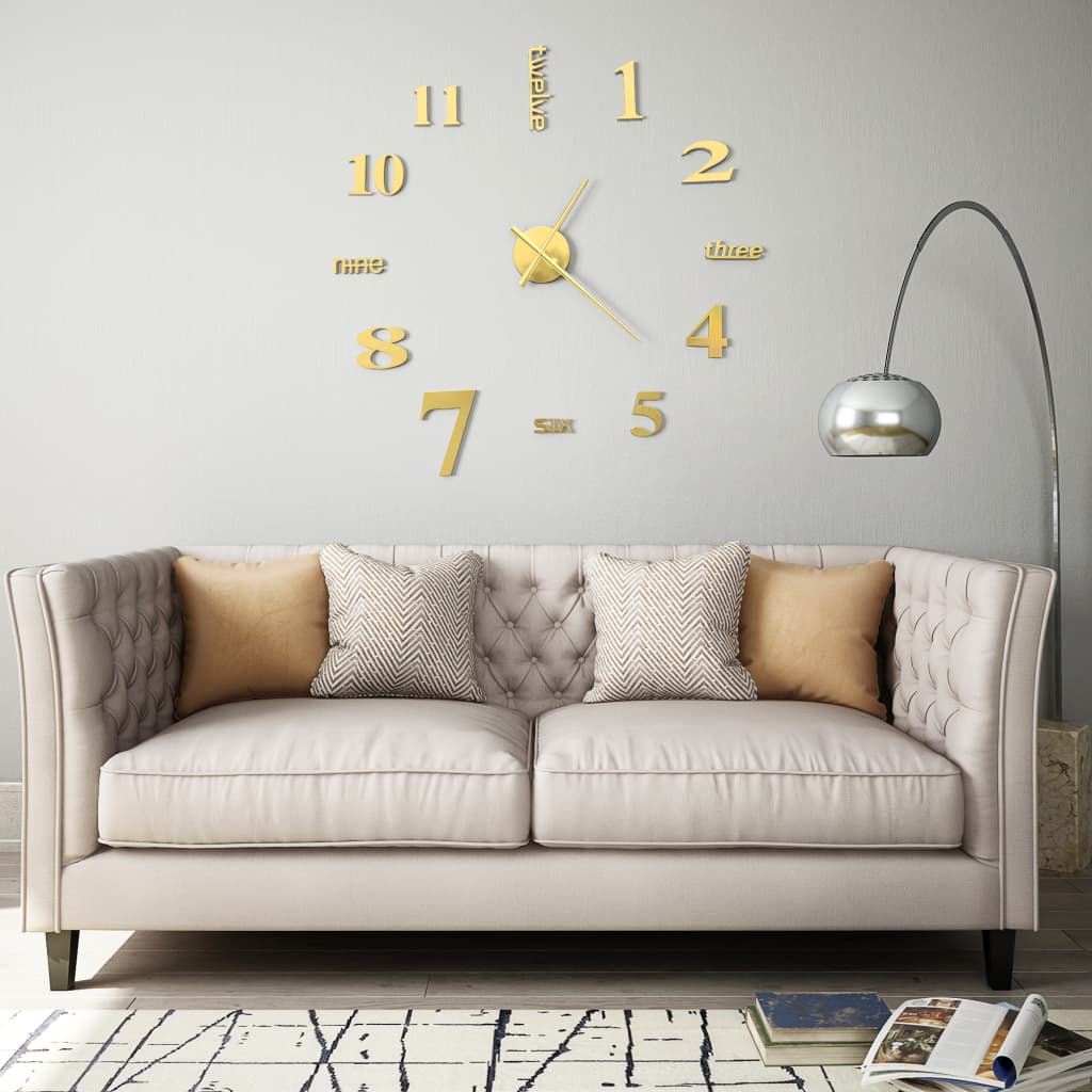 3D-wandklok 100 cm XXL modern goudkleurig is nu te koop bij PeponiXL, paradijselijk wonen!