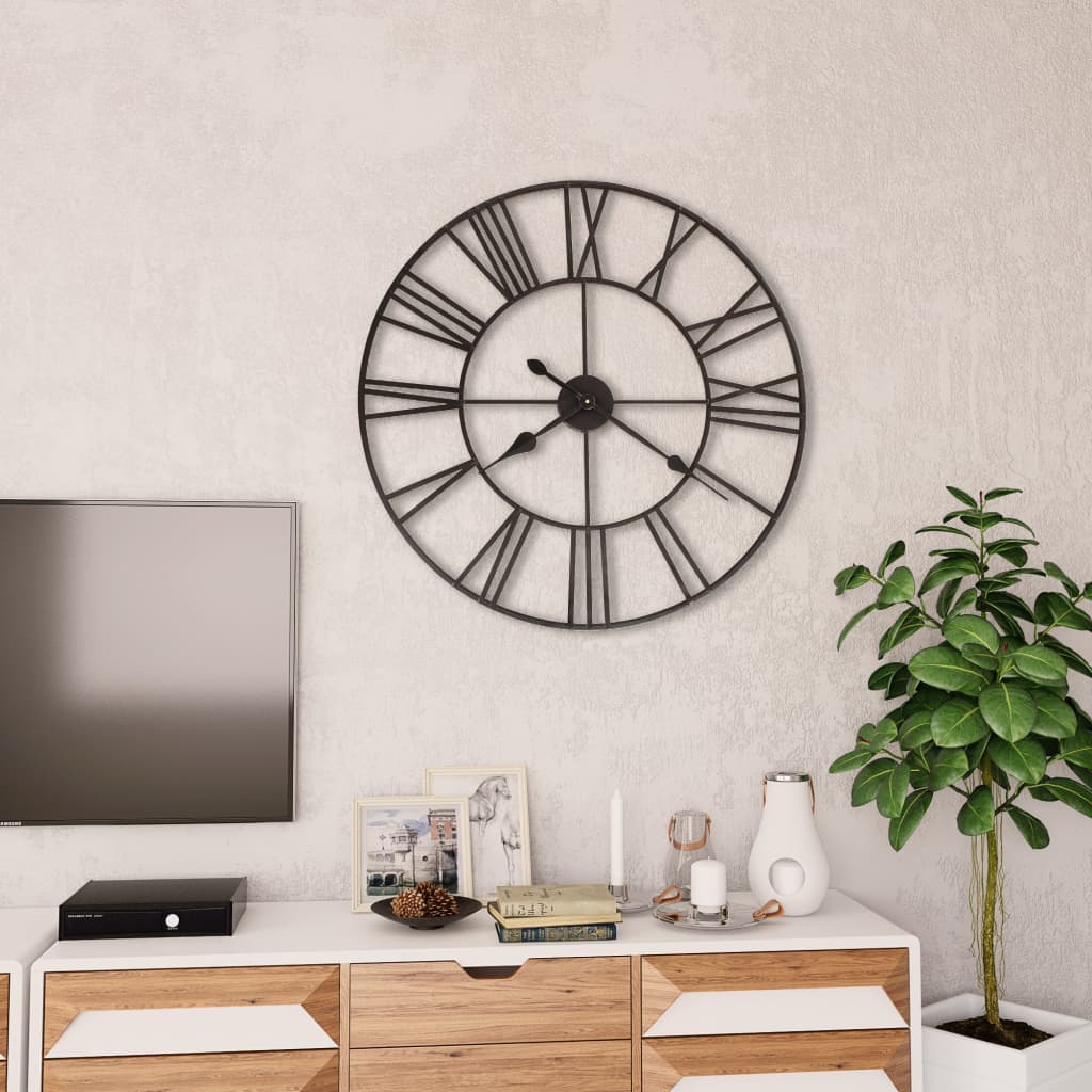 Wandklok vintage-stijl met quartz-mechanisme XXL 80 cm metaal is nu te koop bij PeponiXL, paradijselijk wonen!