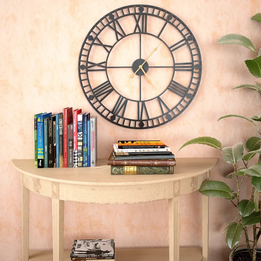 Wandklok vintage-stijl met quartz-mechanisme XXL 60 cm metaal is nu te koop bij PeponiXL, paradijselijk wonen!