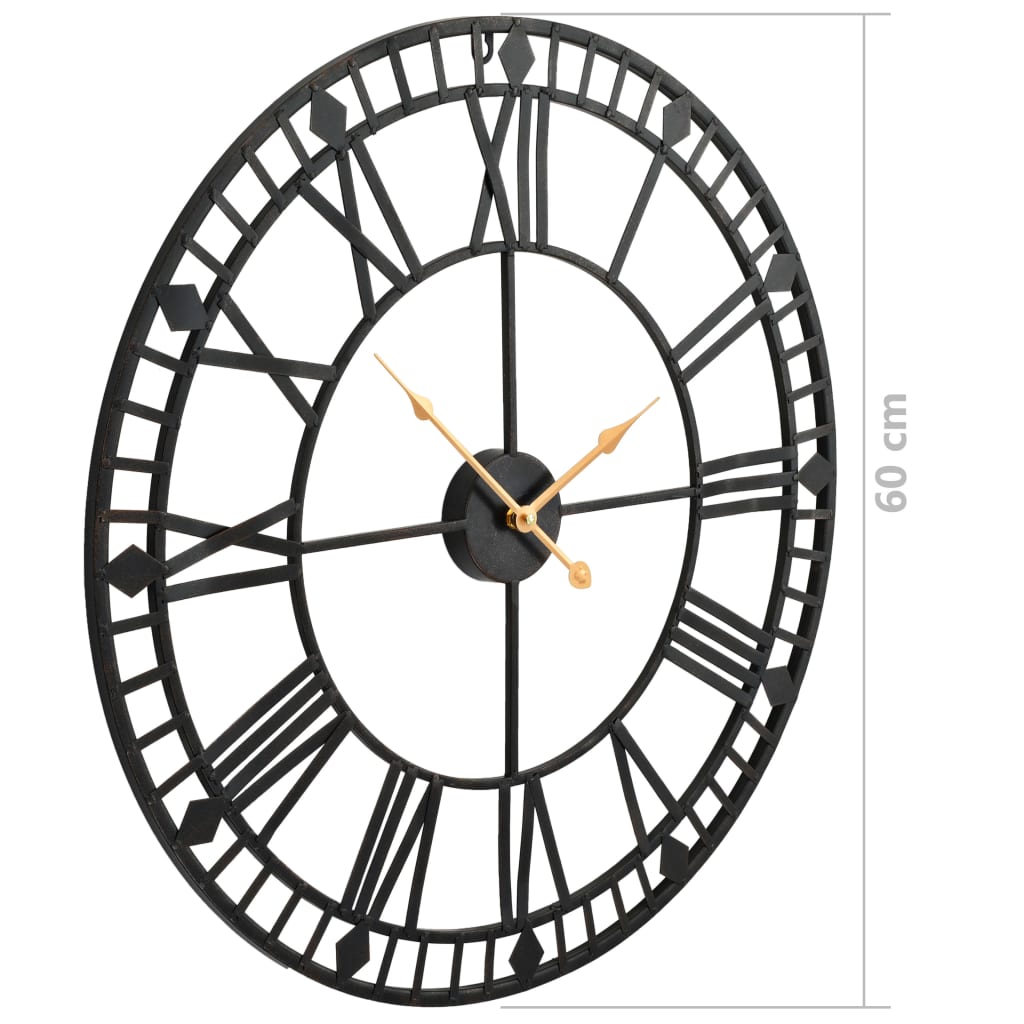 Wandklok vintage-stijl met quartz-mechanisme XXL 60 cm metaal is nu te koop bij PeponiXL, paradijselijk wonen!
