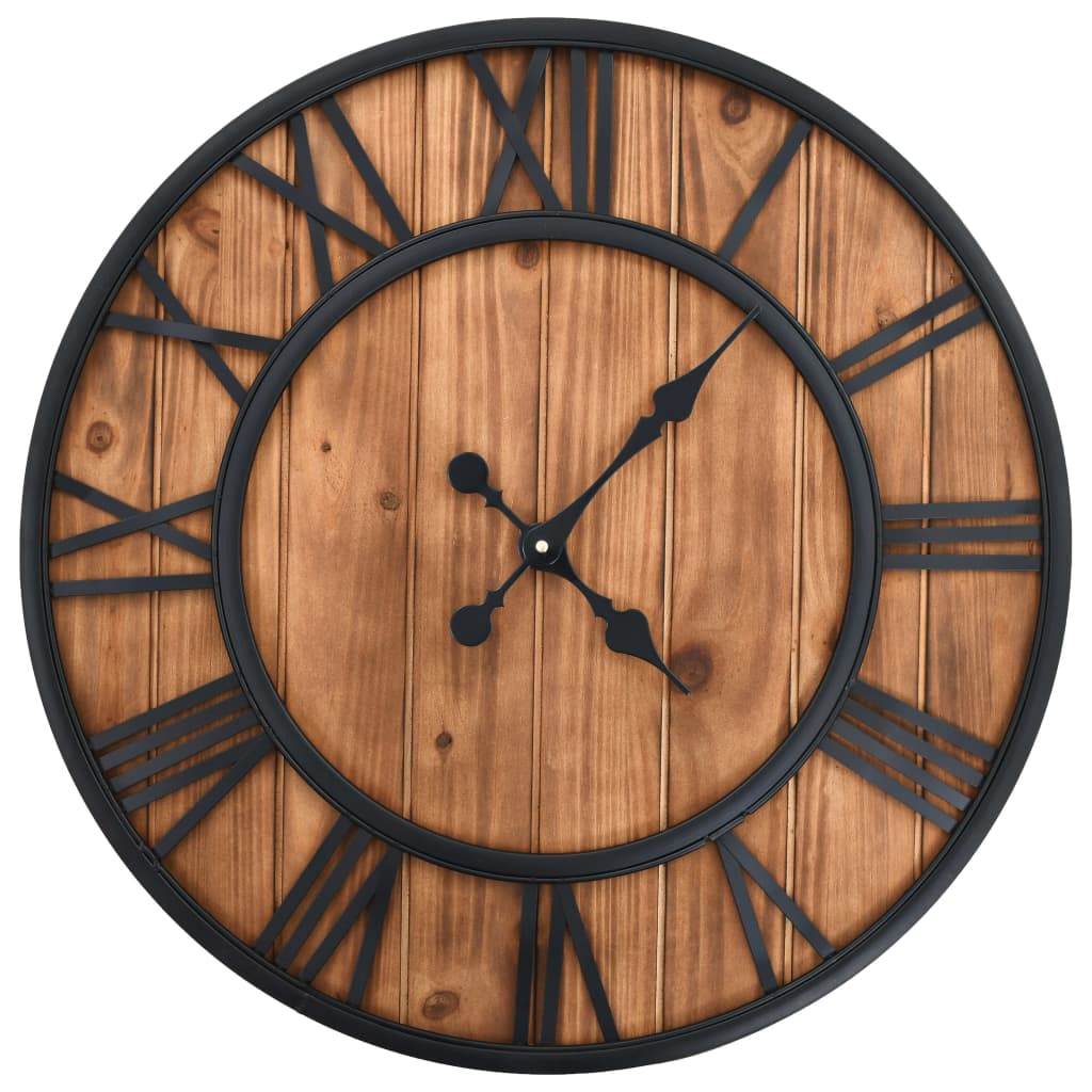 Wandklok vintage-stijl quartz-mechanisme XXL 60 cm hout metaal is nu te koop bij PeponiXL, paradijselijk wonen!