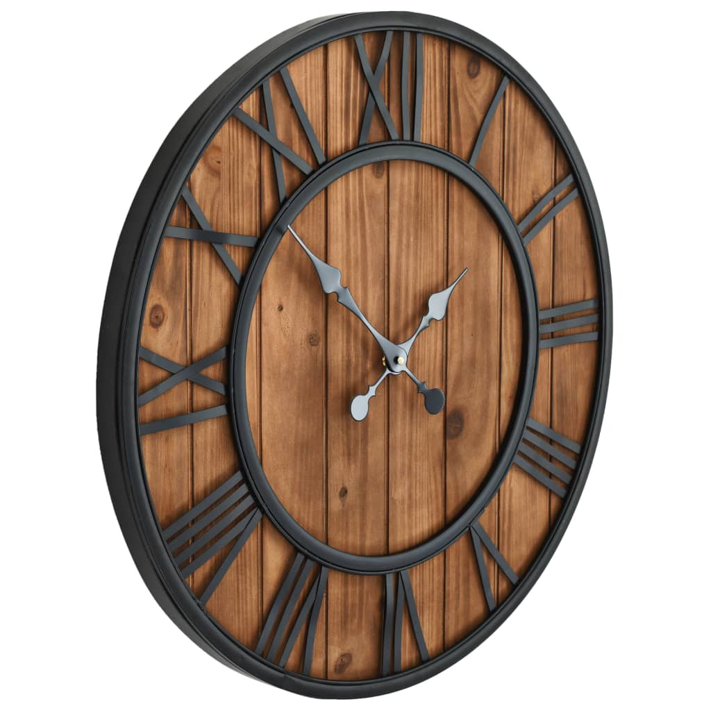Wandklok vintage-stijl quartz-mechanisme XXL 60 cm hout metaal is nu te koop bij PeponiXL, paradijselijk wonen!