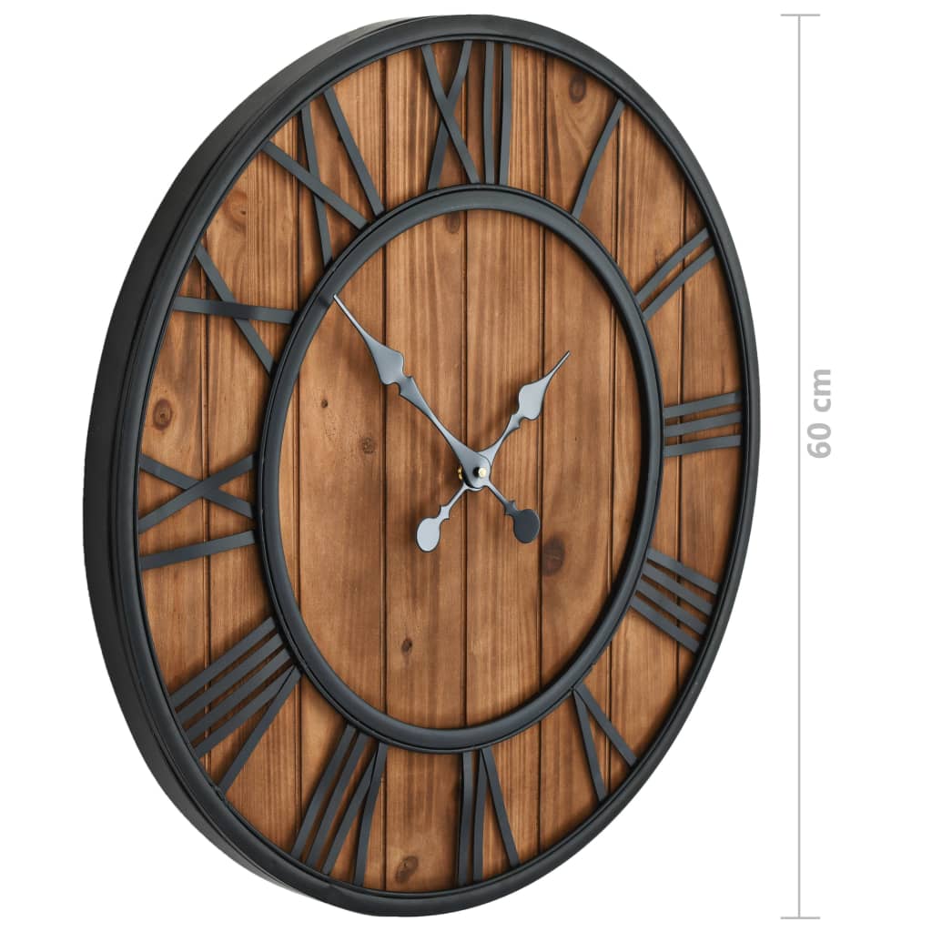 Wandklok vintage-stijl quartz-mechanisme XXL 60 cm hout metaal is nu te koop bij PeponiXL, paradijselijk wonen!