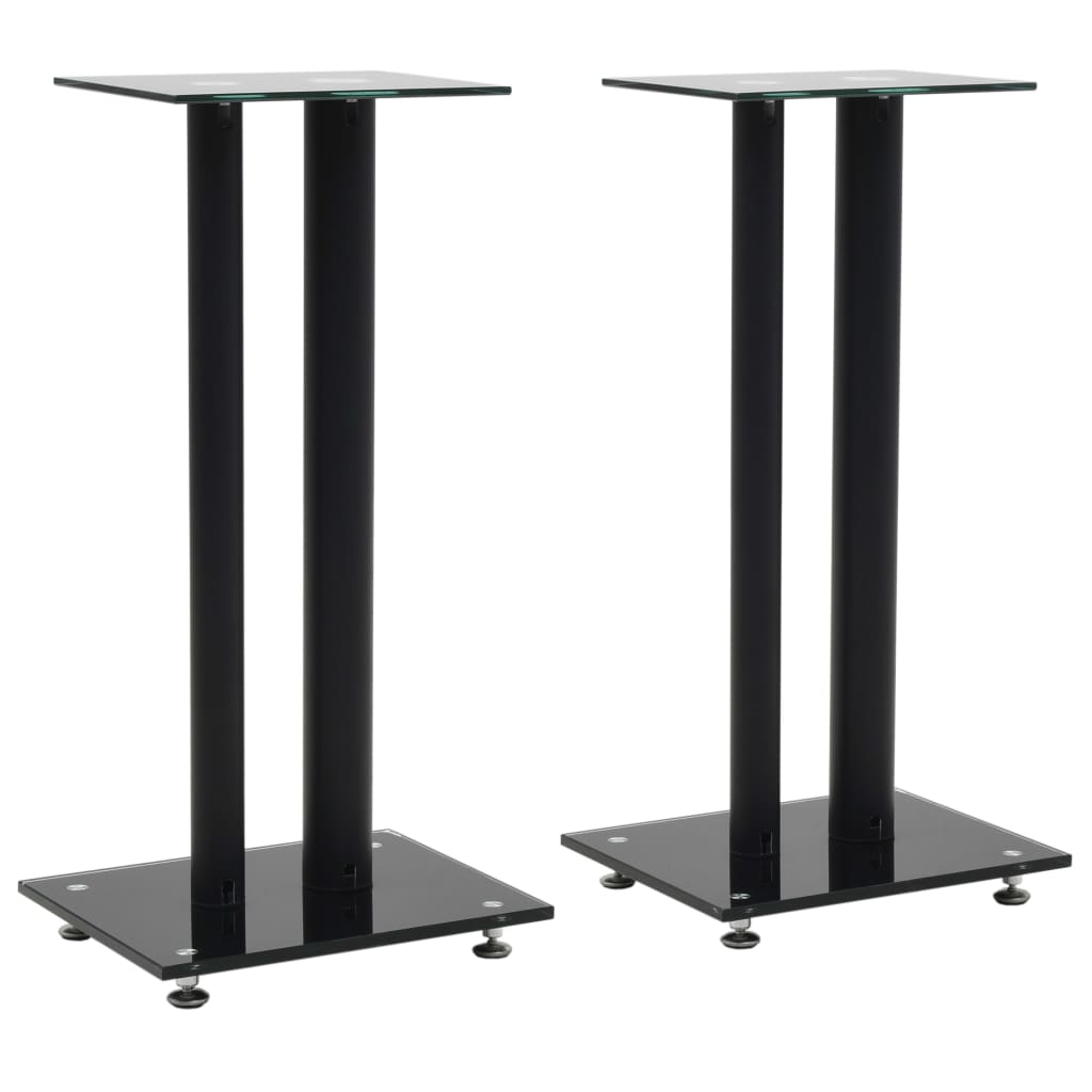 Speakerstandaarden zuil-ontwerp gehard glas zwart 2 st is nu te koop bij PeponiXL, paradijselijk wonen!