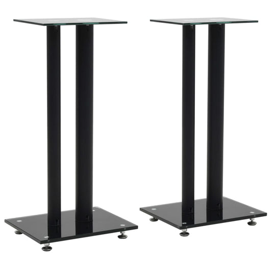 Speakerstandaarden zuil-ontwerp gehard glas zwart 2 st is nu te koop bij PeponiXL, paradijselijk wonen!