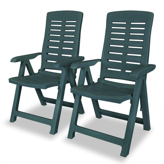 Tuinstoelen 2 st verstelbaar kunststof groen is nu te koop bij PeponiXL, paradijselijk wonen!