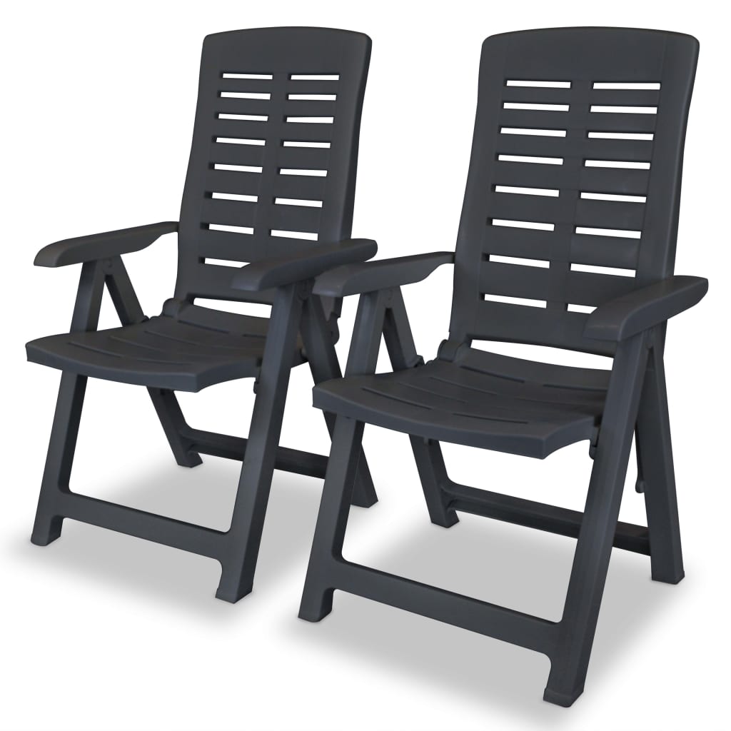Tuinstoelen 2 st verstelbaar kunststof antracietkleurig is nu te koop bij PeponiXL, paradijselijk wonen!