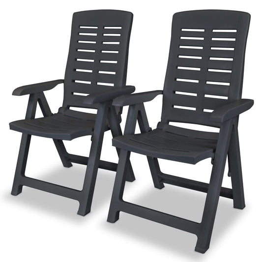 Tuinstoelen 2 st verstelbaar kunststof antracietkleurig is nu te koop bij PeponiXL, paradijselijk wonen!