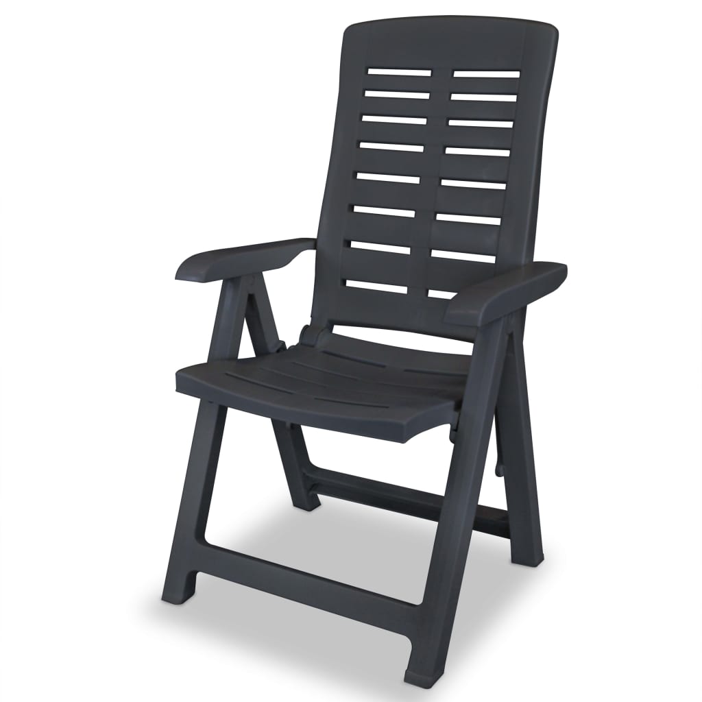 Tuinstoelen 2 st verstelbaar kunststof antracietkleurig is nu te koop bij PeponiXL, paradijselijk wonen!