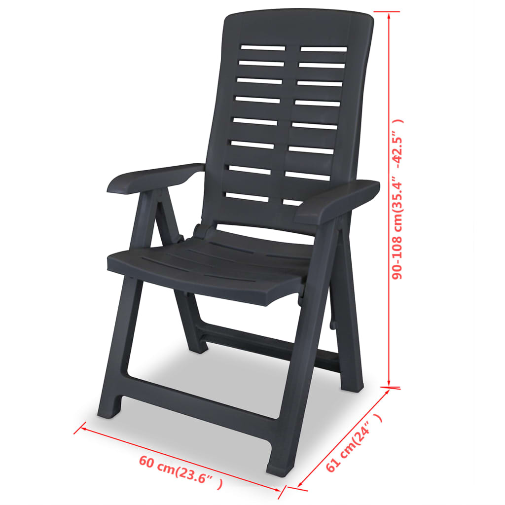 Tuinstoelen 2 st verstelbaar kunststof antracietkleurig is nu te koop bij PeponiXL, paradijselijk wonen!