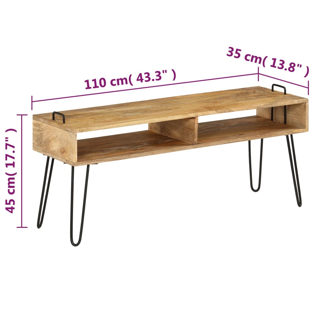 Tv-meubel 110x35x45 cm massief mangohout is nu te koop bij PeponiXL, paradijselijk wonen!