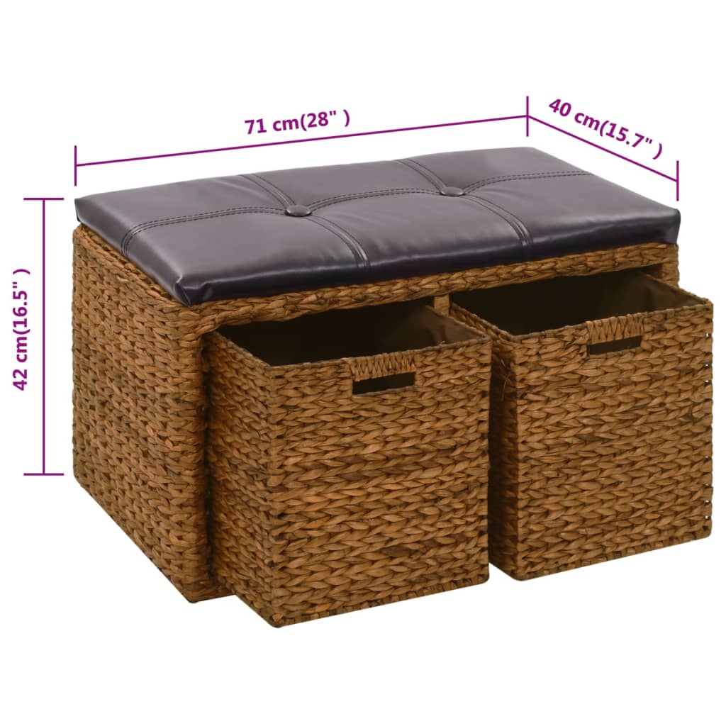 Bankje met 2 manden 71x40x42 cm zeegras bruin is nu te koop bij PeponiXL, paradijselijk wonen!
