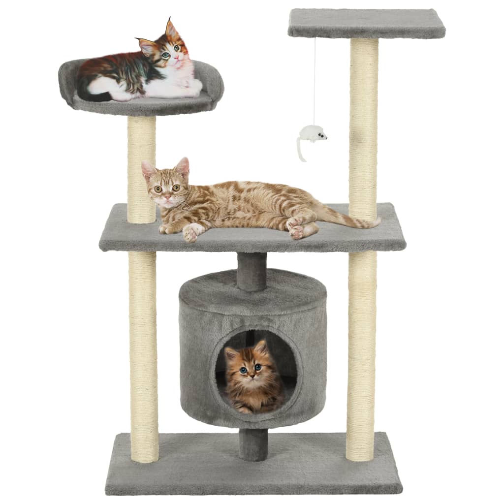 Kattenkrabpaal met sisal krabpalen 95 cm grijs is nu te koop bij PeponiXL, paradijselijk wonen!