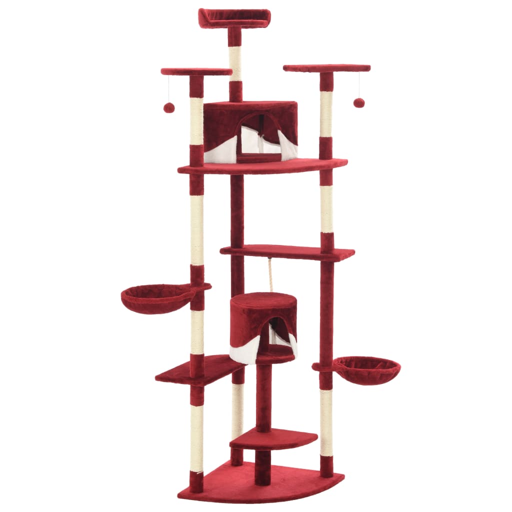 Kattenkrabpaal met sisal krabpalen 203 cm rood en wit is nu te koop bij PeponiXL, paradijselijk wonen!