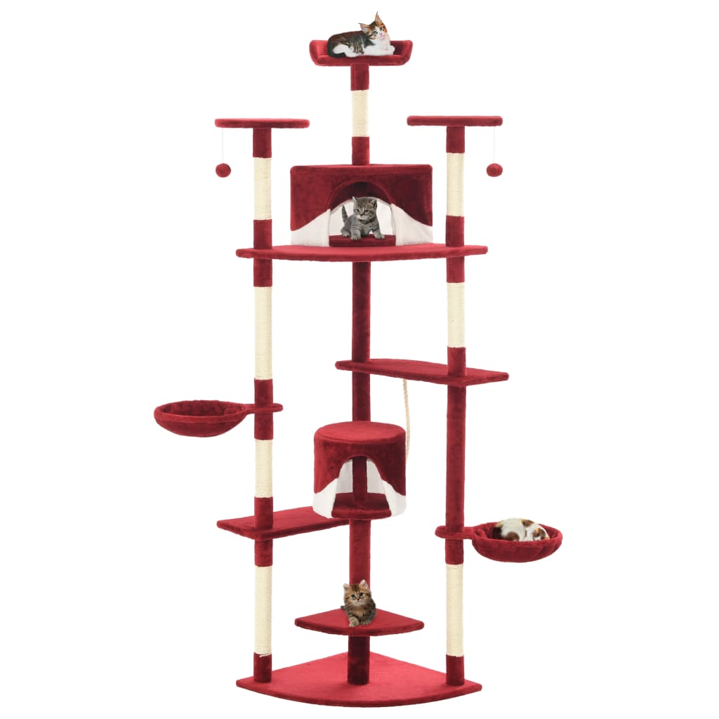 Kattenkrabpaal met sisal krabpalen 203 cm rood en wit is nu te koop bij PeponiXL, paradijselijk wonen!
