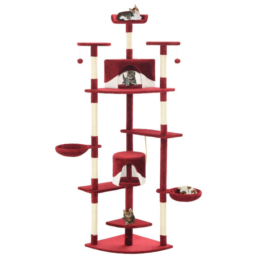 Kattenkrabpaal met sisal krabpalen 203 cm rood en wit is nu te koop bij PeponiXL, paradijselijk wonen!