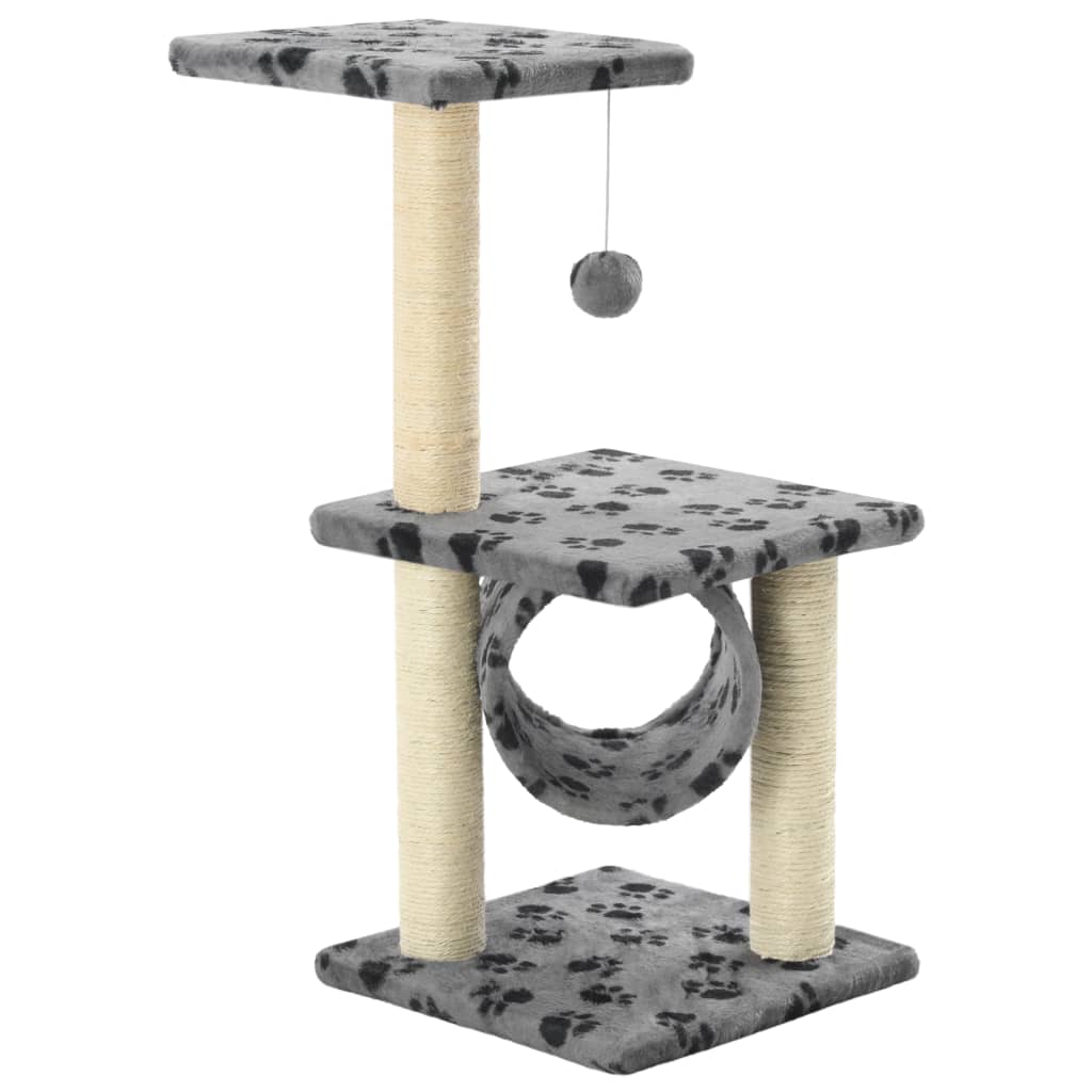 Kattenkrabpaal met sisal krabpalen 65 cm pootafdrukken grijs is nu te koop bij PeponiXL, paradijselijk wonen!