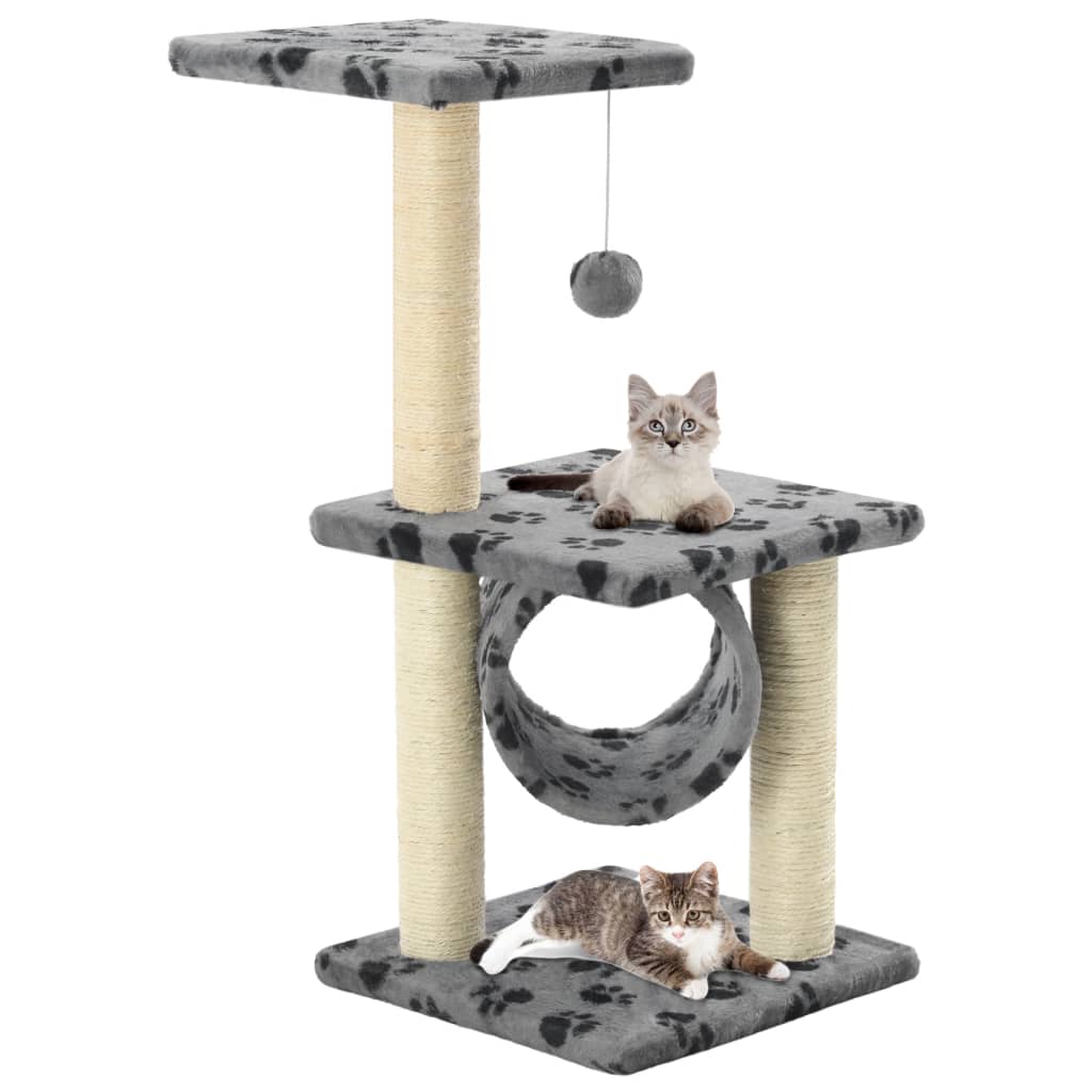 Kattenkrabpaal met sisal krabpalen 65 cm pootafdrukken grijs is nu te koop bij PeponiXL, paradijselijk wonen!