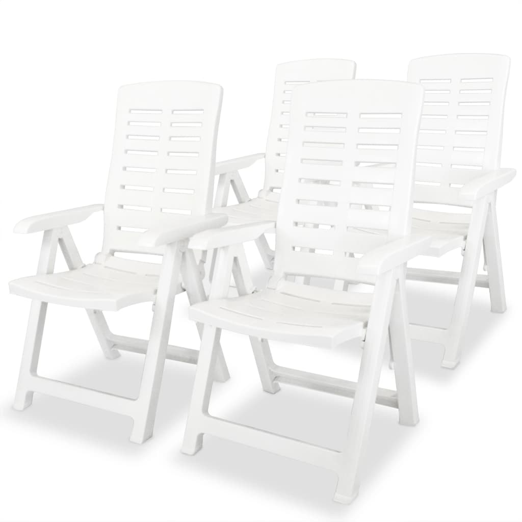 Tuinstoelen 4 st verstelbaar kunststof wit is nu te koop bij PeponiXL, paradijselijk wonen!