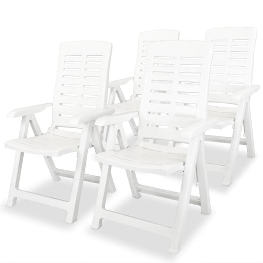 Tuinstoelen 4 st verstelbaar kunststof wit is nu te koop bij PeponiXL, paradijselijk wonen!