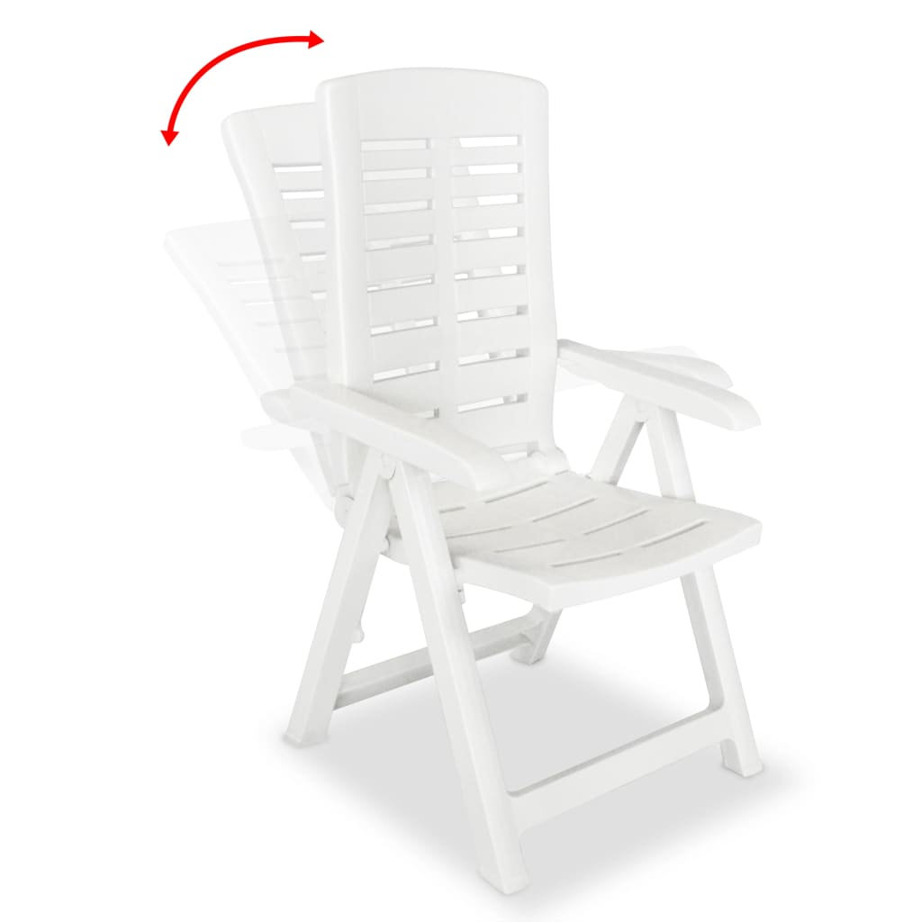 Tuinstoelen 4 st verstelbaar kunststof wit is nu te koop bij PeponiXL, paradijselijk wonen!