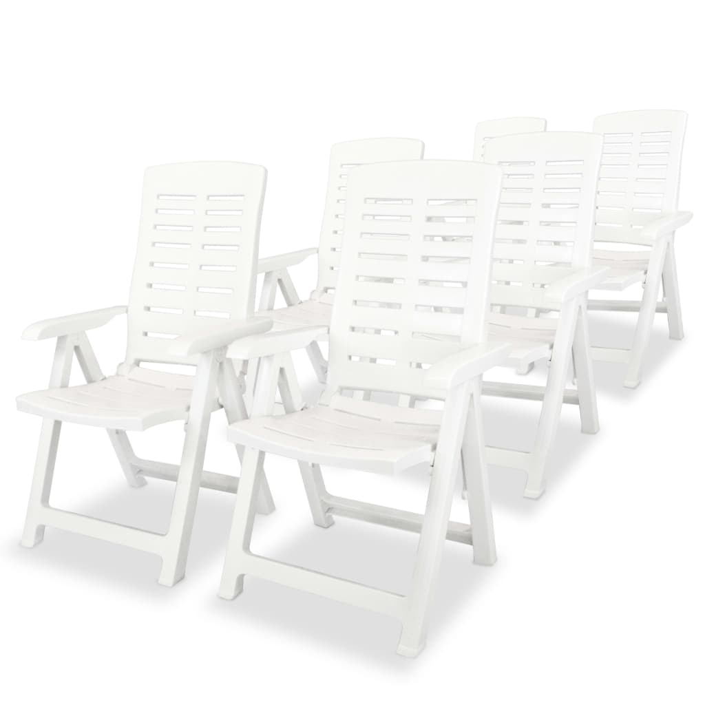 Tuinstoelen 6 st verstelbaar kunststof wit is nu te koop bij PeponiXL, paradijselijk wonen!
