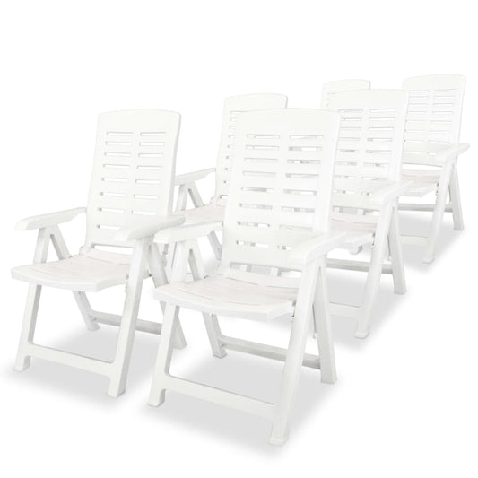 Tuinstoelen 6 st verstelbaar kunststof wit is nu te koop bij PeponiXL, paradijselijk wonen!