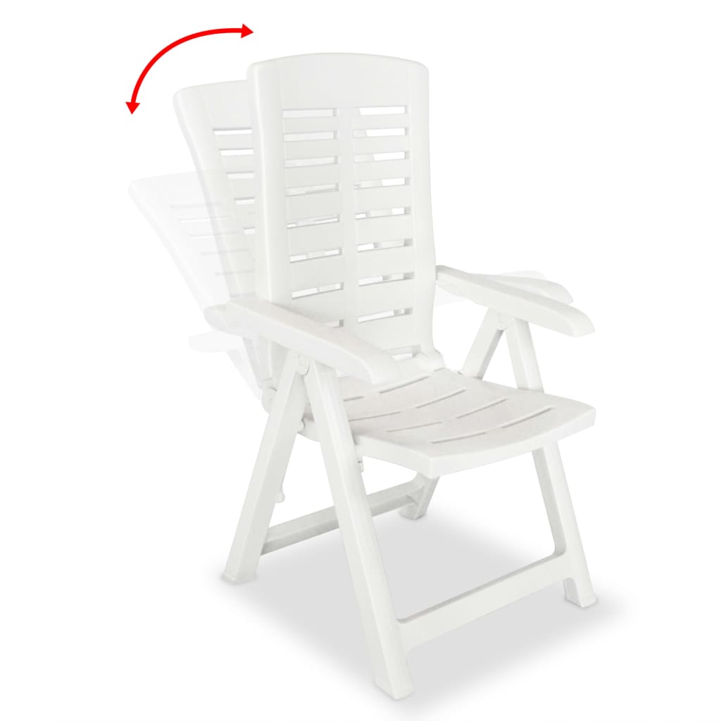 Tuinstoelen 6 st verstelbaar kunststof wit is nu te koop bij PeponiXL, paradijselijk wonen!