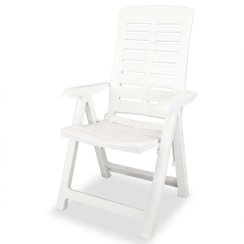 Tuinstoelen 6 st verstelbaar kunststof wit is nu te koop bij PeponiXL, paradijselijk wonen!