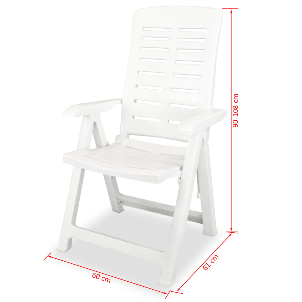 Tuinstoelen 6 st verstelbaar kunststof wit is nu te koop bij PeponiXL, paradijselijk wonen!