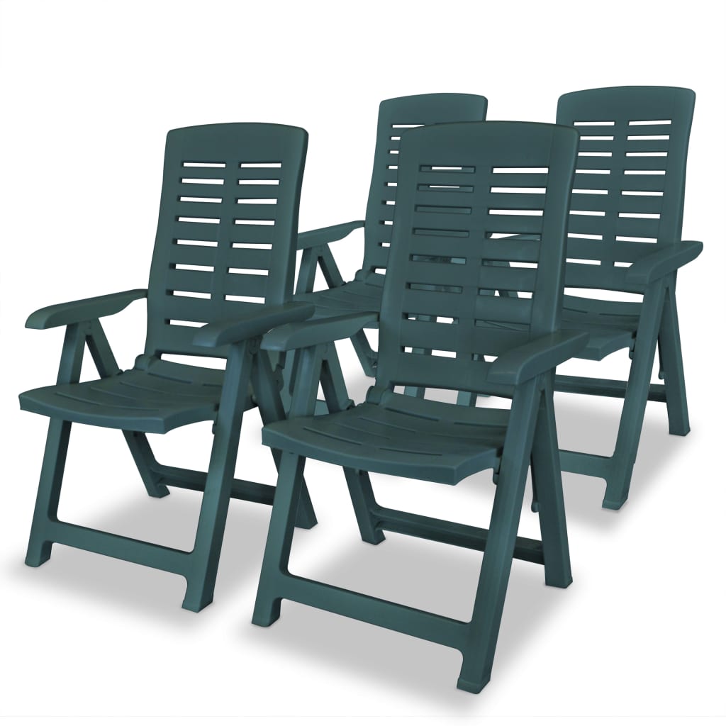 Tuinstoelen 4 st verstelbaar kunststof groen is nu te koop bij PeponiXL, paradijselijk wonen!