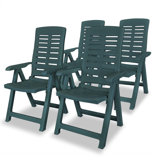 Tuinstoelen 4 st verstelbaar kunststof groen is nu te koop bij PeponiXL, paradijselijk wonen!