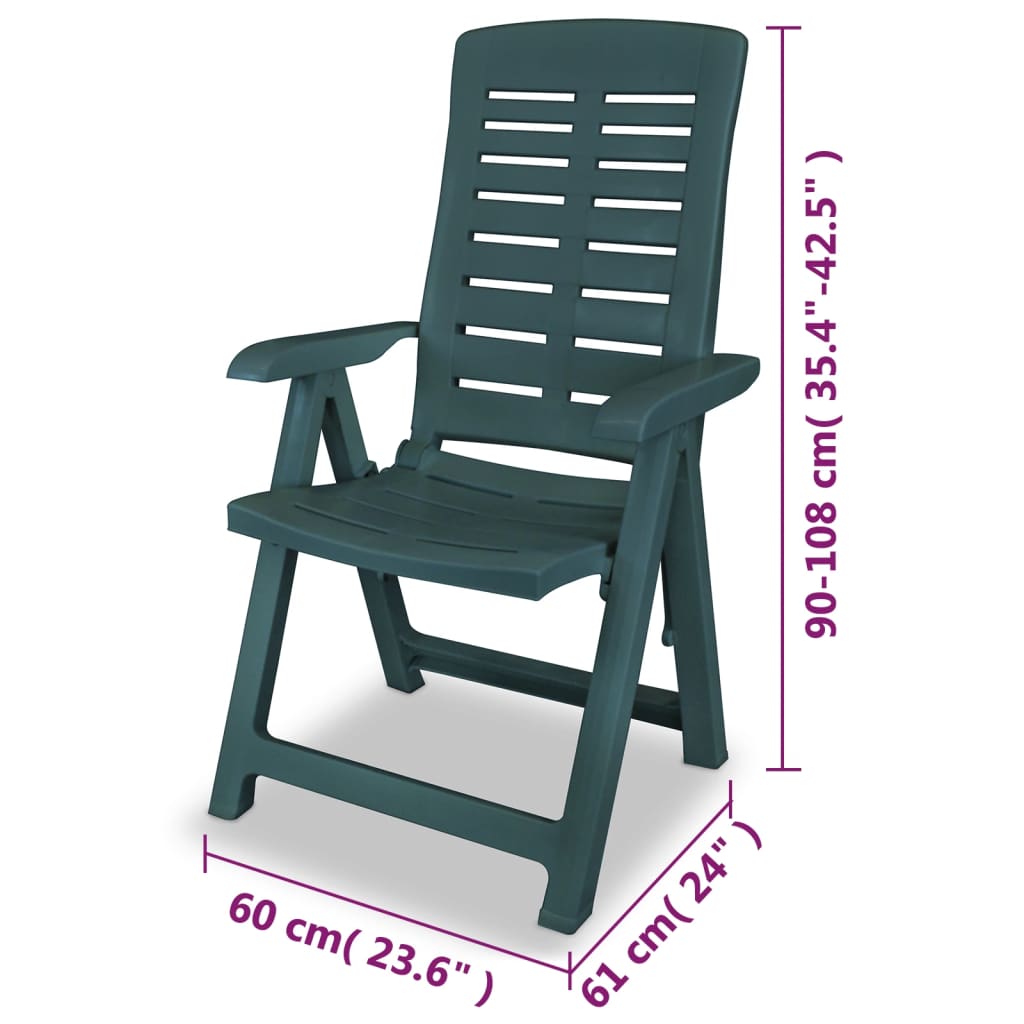 Tuinstoelen 4 st verstelbaar kunststof groen is nu te koop bij PeponiXL, paradijselijk wonen!