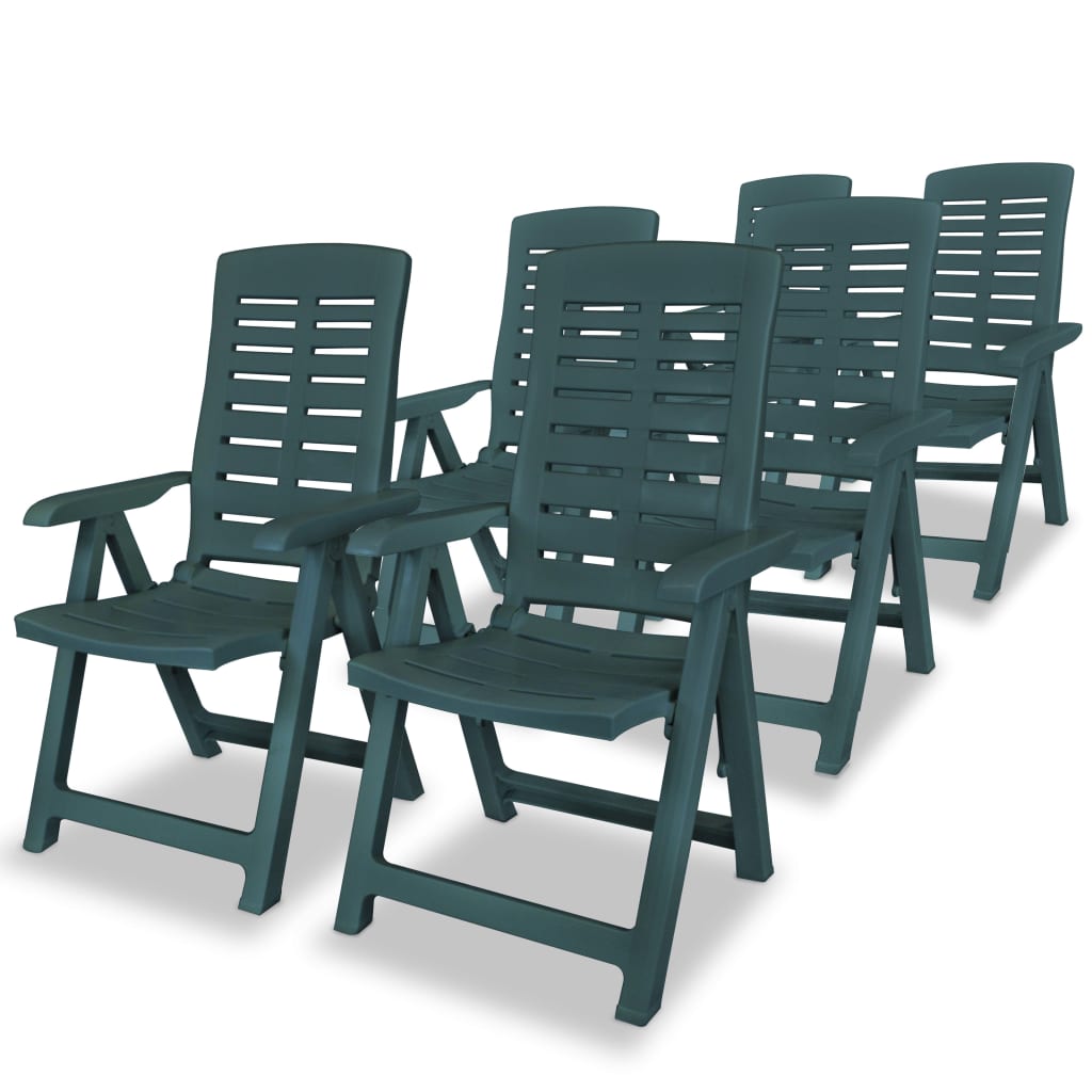 Tuinstoelen 6 st verstelbaar kunststof groen is nu te koop bij PeponiXL, paradijselijk wonen!