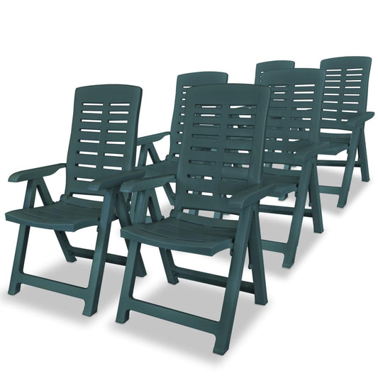 Tuinstoelen 6 st verstelbaar kunststof groen is nu te koop bij PeponiXL, paradijselijk wonen!