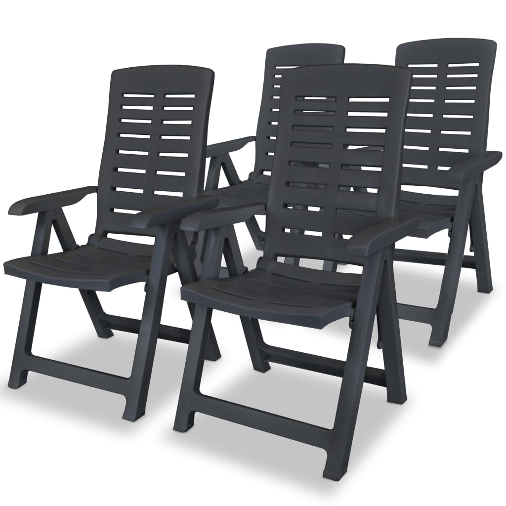 Tuinstoelen 4 st verstelbaar kunststof antracietkleurig is nu te koop bij PeponiXL, paradijselijk wonen!