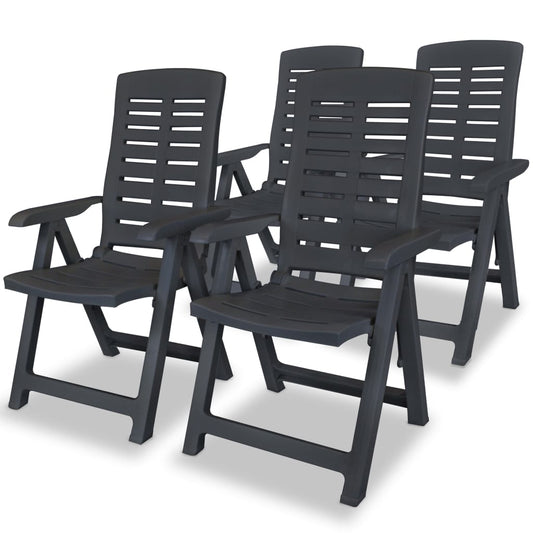 Tuinstoelen 4 st verstelbaar kunststof antracietkleurig is nu te koop bij PeponiXL, paradijselijk wonen!