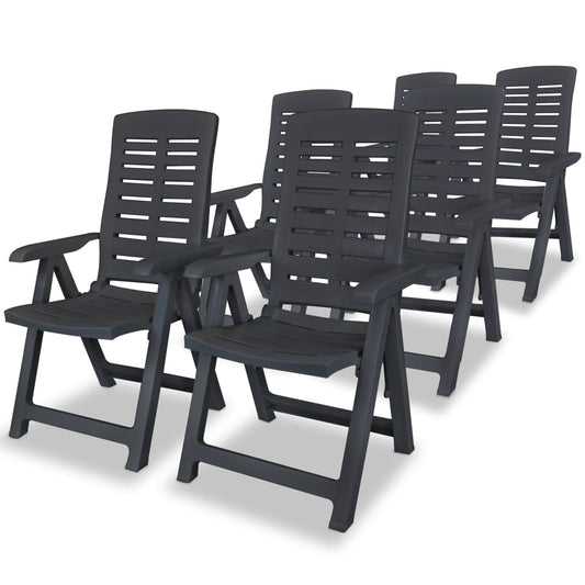 Tuinstoelen 6 st verstelbaar kunststof antracietkleurig is nu te koop bij PeponiXL, paradijselijk wonen!