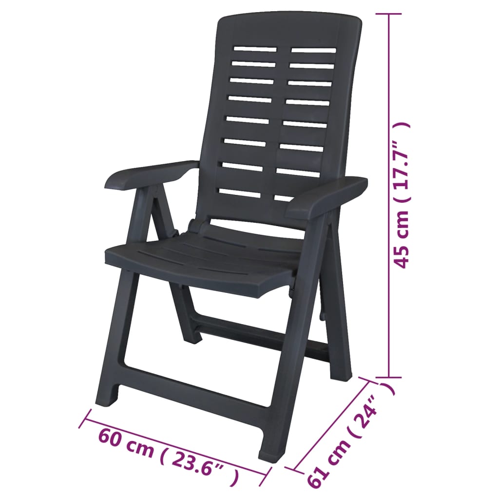 Tuinstoelen 6 st verstelbaar kunststof antracietkleurig is nu te koop bij PeponiXL, paradijselijk wonen!