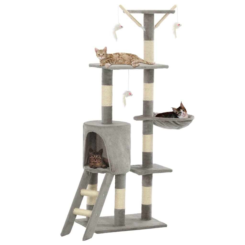 Kattenkrabpaal met sisal krabpalen 138 cm grijs is nu te koop bij PeponiXL, paradijselijk wonen!
