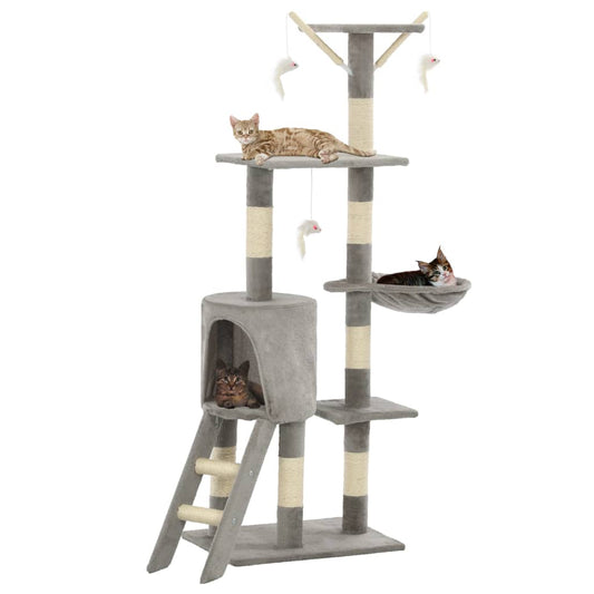Kattenkrabpaal met sisal krabpalen 138 cm grijs is nu te koop bij PeponiXL, paradijselijk wonen!