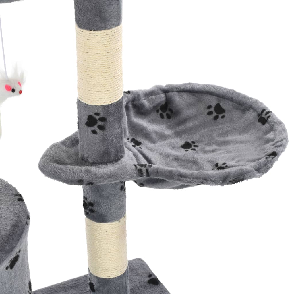 Kattenkrabpaal met sisal krabpalen 138 cm pootafdrukken grijs is nu te koop bij PeponiXL, paradijselijk wonen!
