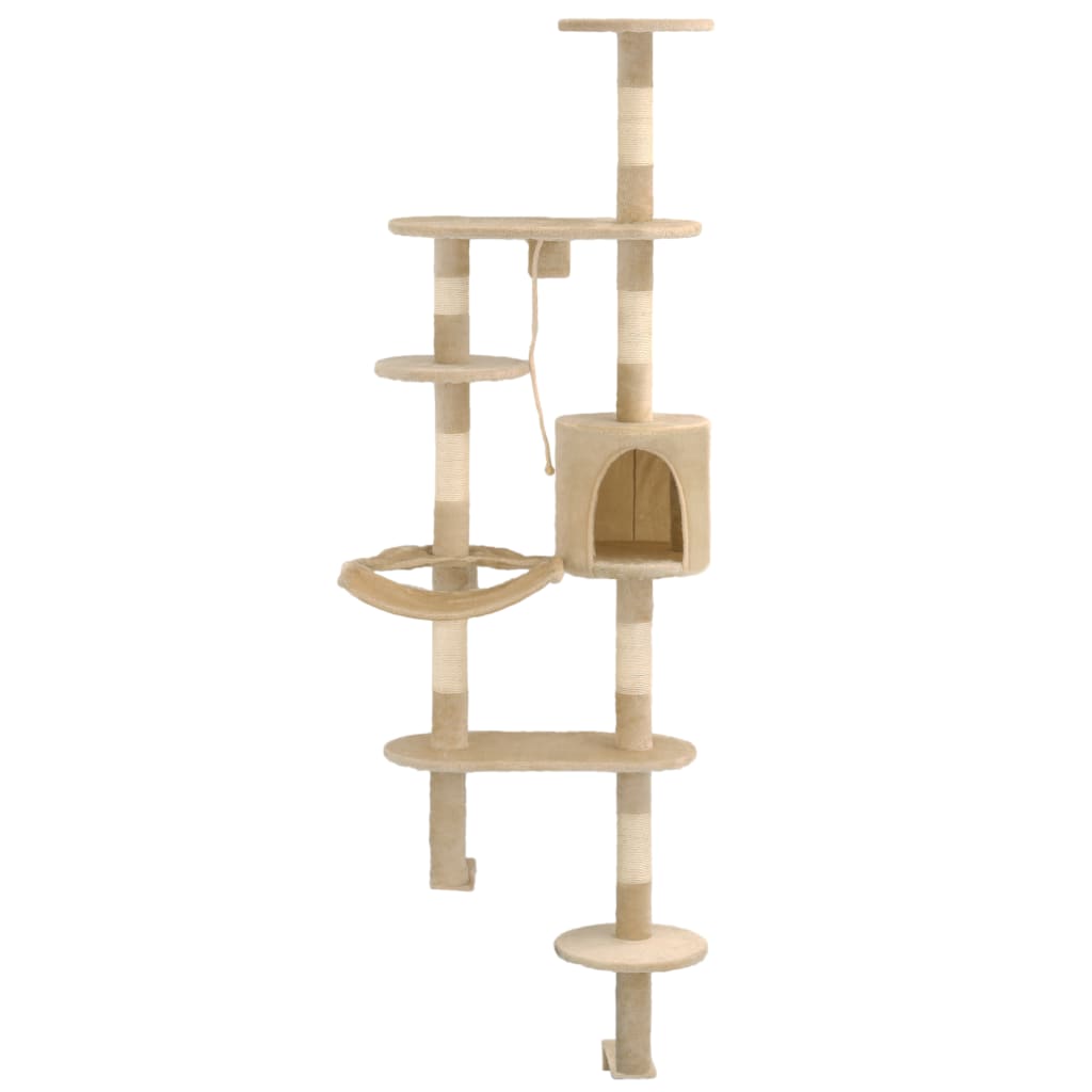 Kattenkrabpaal met sisal krabpalen wandmontage 194 cm beige is nu te koop bij PeponiXL, paradijselijk wonen!