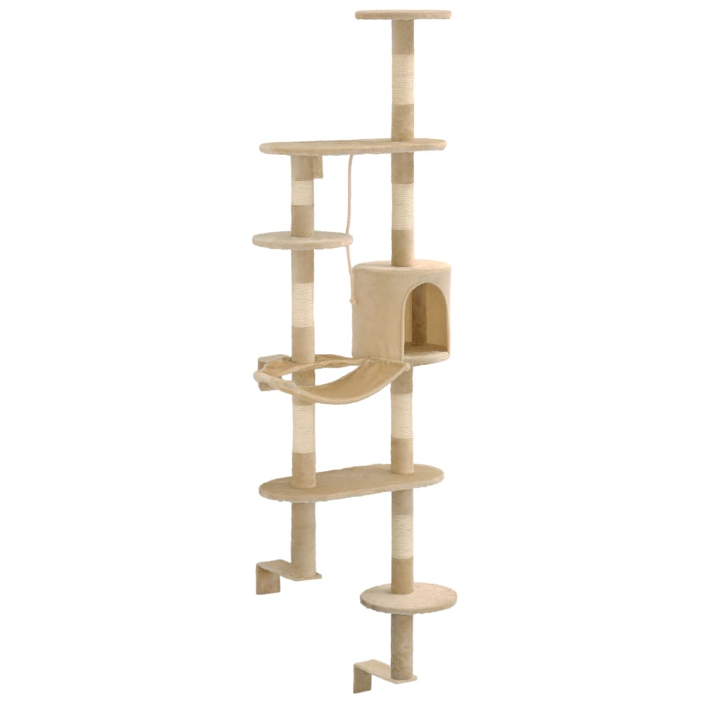 Kattenkrabpaal met sisal krabpalen wandmontage 194 cm beige is nu te koop bij PeponiXL, paradijselijk wonen!